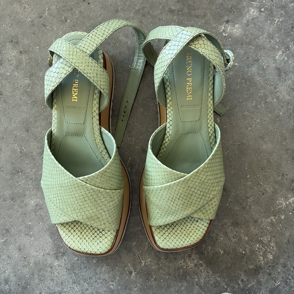 Anthropologie Green Platform Sandals - Picture 2 of 8